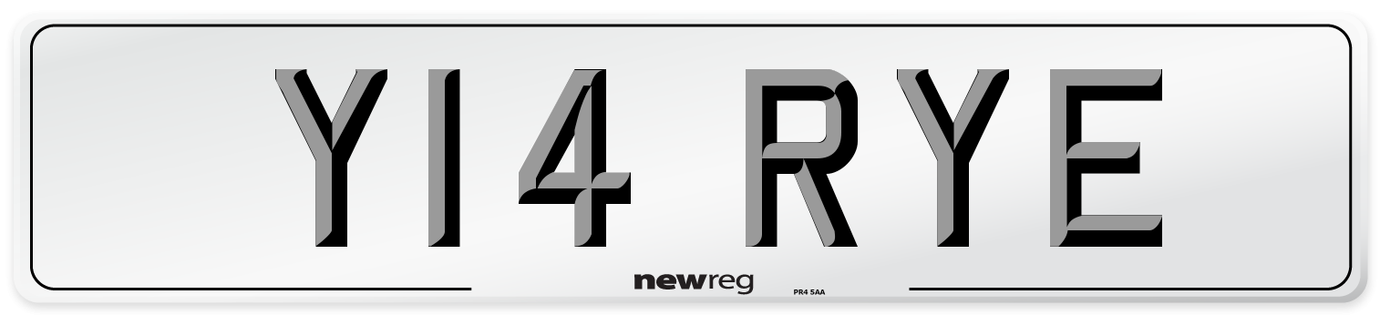 Y14 RYE Number Plate from New Reg